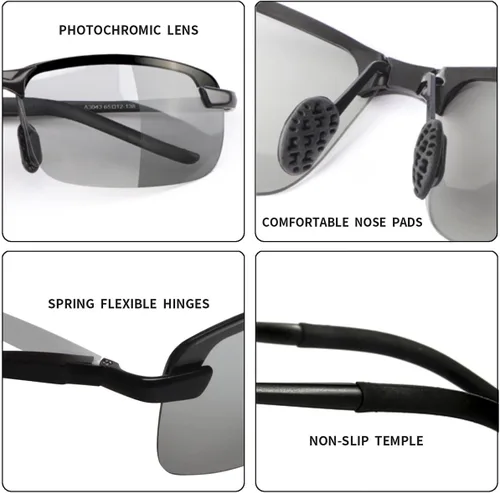 Vista 4 de K.LAVER Gafas de sol fotocrómicas polarizadas para hombres y mujeres gafas de visión nocturna para conducir ciclismo UV400 transición sombras