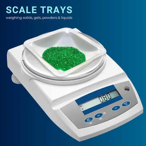Vista 3 de Weigh Boats - Bandejas de plástico desechables medianas (3.4 fl oz, paquete de 125) para báscula, bandeja cuadrada antiestática, plato
