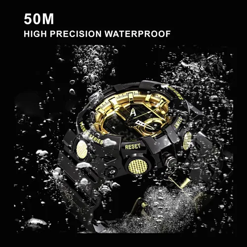 Vista 5 de findtime Mens Digital Watch Waterproof Dual Display Analog Digital Outdoor Sports Watches LED Backlight Tactical Military Watches for Men Alarm