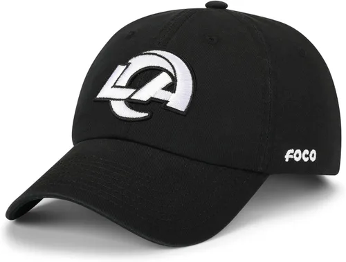 Vista 24 de FOCO NFL Gorras y Gorras Casuales para Hombres con Logotipo de Equipo de la NFL, Negro y Blanco