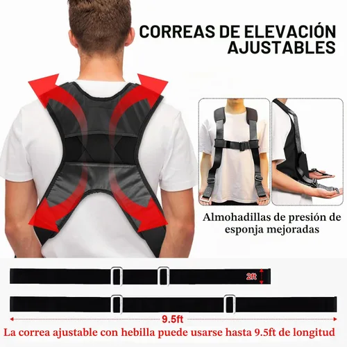 Vista 3 de Correas para mover muebles con hebilla en el pecho, correa de elevación para 2 mudanzas, correas de hombro para mover con correa de elevación para 1