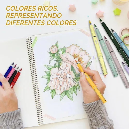 Vista 7 de Ainiv Lápiz de color sin tinta, 12 juegos de lápiz infinito sin afilar, reutilizable, con 12 puntas reemplazables de color extra para escribir
