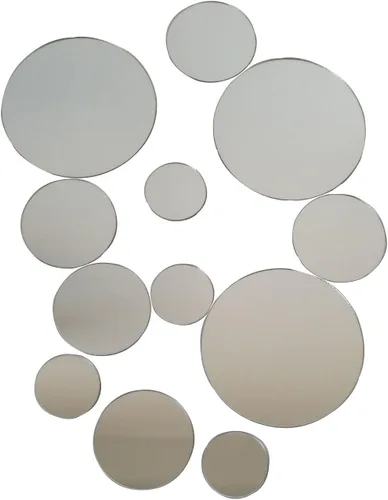 Vista 3 de MEYA 50 calcomanías de pared para espejo de varios tamaños, mini decoración de espejo acrílico redondo extraíble, calcomanía de espejo circular