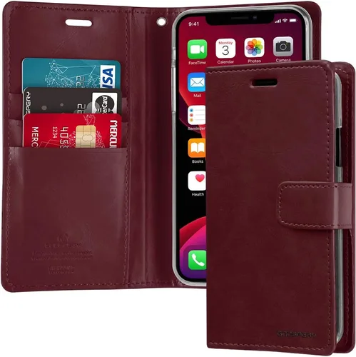 Vista 27 de GOOSPERY Funda Blue Moon para Galaxy S21 de 6.2 pulgadas (2021), soporte de piel sintética premium con soporte para tarjetas (negro)