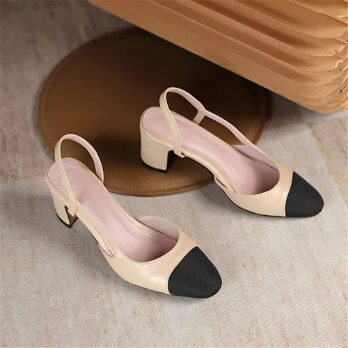 Vista 7 de MIRAAZZURRA Zapatos de vestir de moda para mujer, tacones gruesos, con punta redonda, con puntera redonda, zapatos de boda casuales para mujer