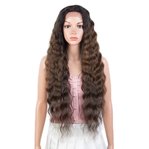 Vista 17 de Joedir - Peluca de 30 pulgadas de largo con encaje frontal, cabello ondulado profundo, parte superior, cabello natural superior con abuelitos