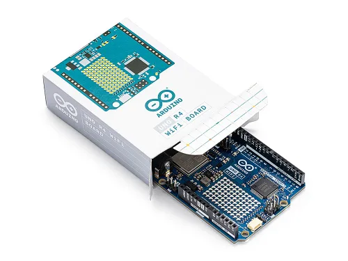 Vista 4 de Arduino UNO R4 WiFi [ABX00087] - Renesas RA4M1 + ESP32-S3, Wi-Fi, Bluetooth, USB-C, CAN, DAC de 12 bits, OP AMP, conector Qwiic, matriz LED de 12 x