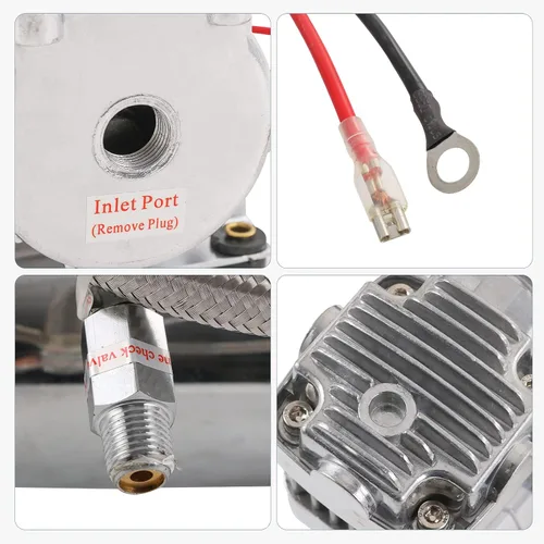 Vista 4 de DICMIC Compresor de aire de cromo de 12V 444C 200 PSI para automóvil/motocicleta