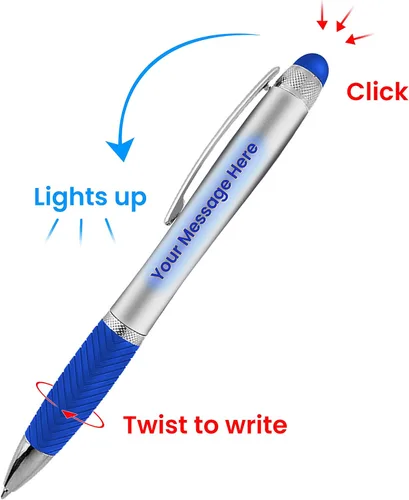 Vista 7 de Bolígrafos personalizados, paquete de 80 grabados láser sin granel, bolígrafo de 3 pulgadas, lápiz óptico y área personalizada con luz, nombre