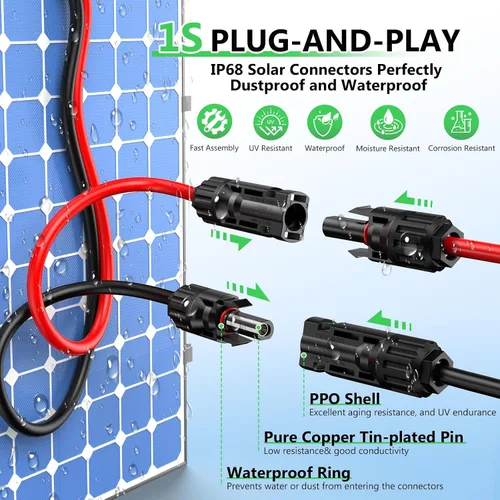 Vista 6 de Vansdon Cable de extensión solar a XT60i, conector solar de 10 AWG de 30 pies a XT60i, cable de carga para estación de energía portátil, generador