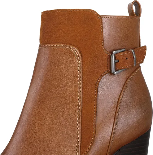 Vista 2 de mysoft Botines de mujer con tacón grueso apilado y cremallera