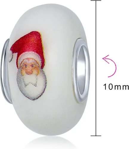 Vista 3 de Colorful Murano Glass Holiday Christmas Flower Poinsettia Candy Cane Santa Claus Penguin Snowman Snowflake Reindeer Bead Charm For Women For Teen