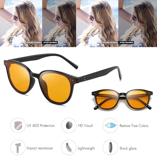Vista 4 de Dollger Gafas de sol redondas para mujeres y hombres clásicas vintage retro UV400