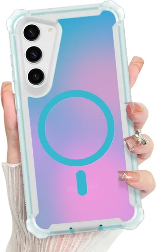 Vista 392 de Bonoma - Funda compatible con Samsung Galaxy S21 Plus, diseño de corazón con purpurina, color rosa Support for MagSafe, Plating Magnetic Case TPU