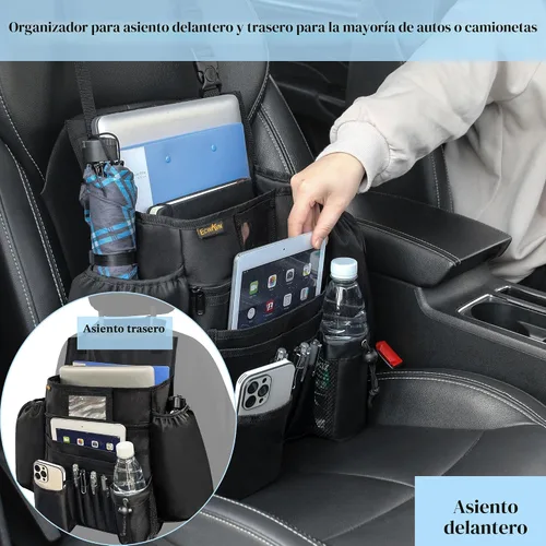 Vista 4 de ECWKVN Organizador de Asiento Delantero de Automóvil - Organizador de Archivos de Automóvil, Bolsa de Almacenamiento de Asiento de Pasajero