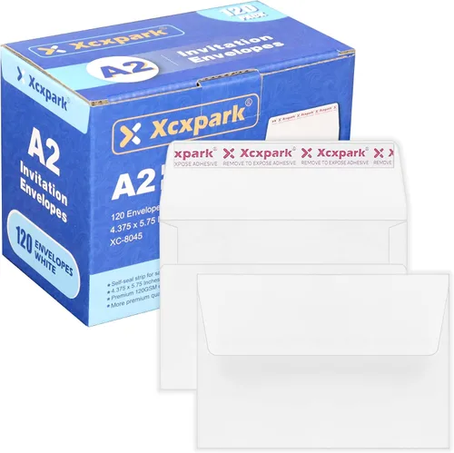 Vista 19 de Xxcxpark 100 unidades de sobres de invitación imprimibles A6 4.75x6.5 pulgadas, sobres autoadhesivos de 120GSM de papel kraft marrón