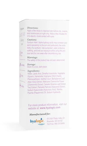 Vista 2 de Hyalogic Suero de ácido láctico al 10% para la cara con ácido hialurónico y aceites esenciales, exfoliante facial no abrasivo, para una piel más