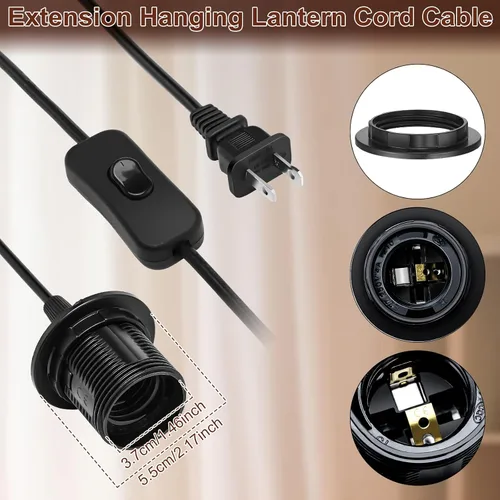 Vista 4 de Reginary Kit de 6 cables de luz colgantes, cable de extensión de cable de linterna, colgante con interruptor de encendido/apagado en línea, kit
