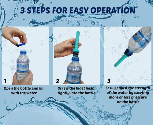 Vista 6 de Bidé portátil de viaje de 3 piezas, fácil de usar, compatible con la mayoría de botellas, botella Peri para cuidado posparto, bidé portátil