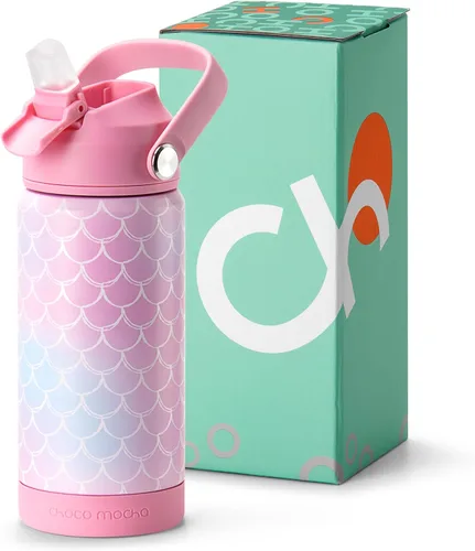 Vista 14 de Botella de Agua Choco Mocha para Niños para la Escuela, Botella de Agua Aislada para Niños de Acero Inoxidable para Niños, 14 Oz Camión Monstruo
