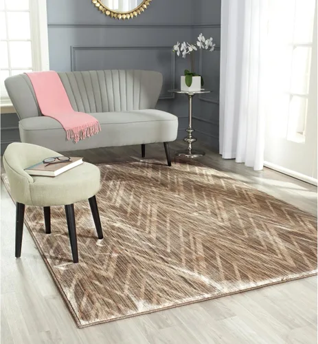 Vista 5 de SAFAVIEH Infinity Collection INF588V - Alfombra decorativa, 4 x 6 pies, color gris pardo y beige, no desprende pelusa y de fácil cuidado, ideal