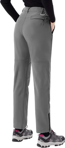 Vista 5 de WULFUL Pantalones de nieve impermeables y resistentes al viento para mujer con forro polar con aislamiento de Softshell
