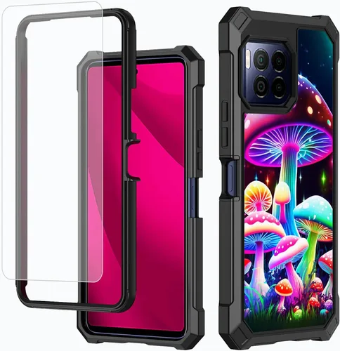 Vista 62 de Funda para T-Mobile Revvl 7 de 6.6 pulgadas con protector de pantalla, policarbonato duro de doble capa resistente y TPU suave a prueba de golpes