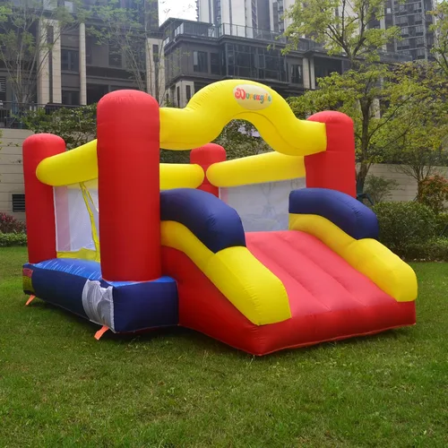 Vista 2 de Castillo inflable con soplador de aire y tobogán, castillo animoso familiar con juego de pelota de dardos, casa inflable para niños, 12 pies x 9