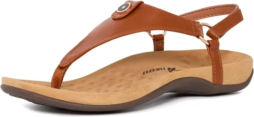 Vista 7 de Athlefit - Sandalias cómodas para mujer con correa en T, con correa trasera, ortopédica, sandalias con soporte ortopédico para el arco del pie