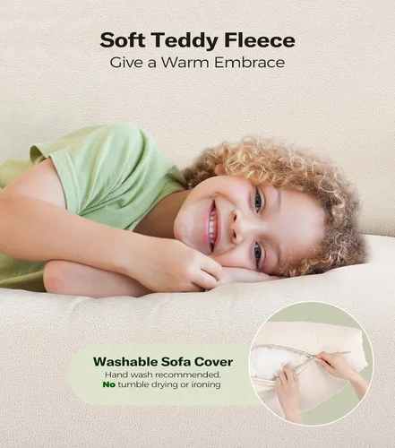 Vista 6 de Welzona Sofás de 83 pulgadas para sala de estar, cómodos sofás para sala de estar con otomana de almacenamiento, sofá de peluche, sofá de dos plazas