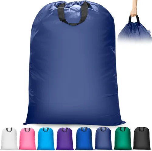 Vista 12 de Isink Bolsa de lavandería extra grande con asas, resistente, bolsa de lavandería de viaje para ropa sucia, 28 x 40 pulgadas (negro)