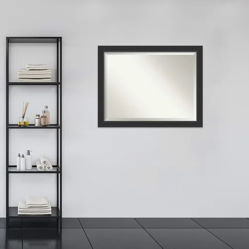 Vista 5 de Amanti Art Espejo de baño de madera, espejo de pared negro Corvino para usar como espejo de tocador de baño sobre el fregadero (35 x 45 pulgadas)