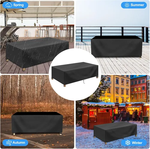 Vista 7 de Funda rectangular para mesa auxiliar, 100% impermeable, 46 x 26 x 13 pulgadas, funda para muebles de comedor, mesas de centro de picnic, sillas