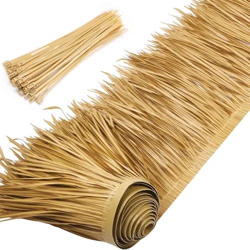 Vista 8 de Rollo de paja de palma, rollo de paja de palma, paneles de techo de paja estilo mexicano, techos de paja de tiki hut, palapa, césped ciego de pato