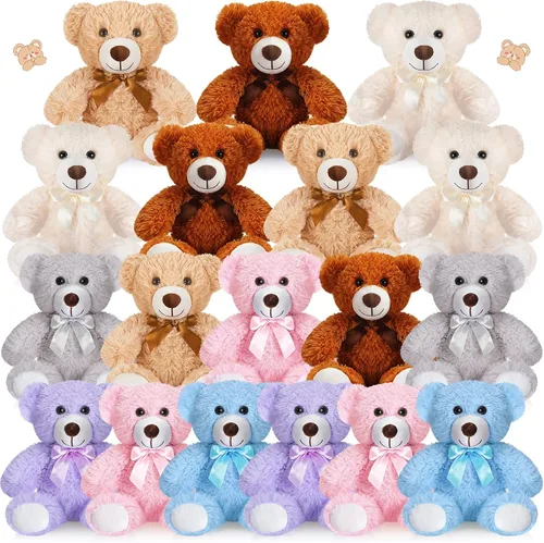 Vista 9 de Zhanmai 18 osos de peluche de 14 pulgadas, regalos a granel, juguetes de oso de peluche para cumpleaños, baby shower, graduación (marrón claro)