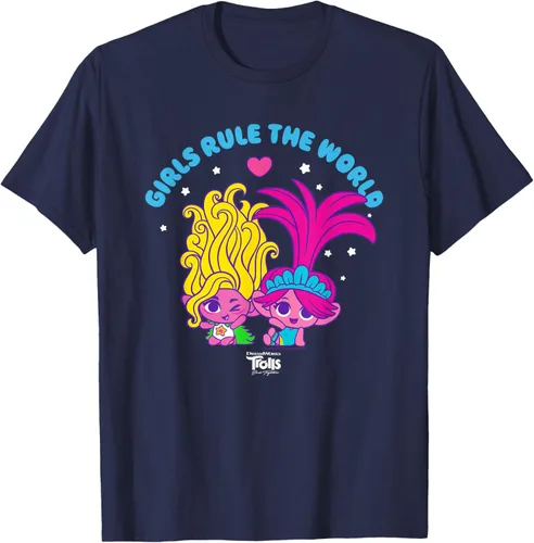 Vista 27 de DreamWorks Trolls Band Together - Camiseta para niñas con leyenda "Rule", diseño Negro