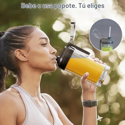 Vista 7 de Licuadora personal, licuadora portátil para batidos y licuados, tritura hielo, jugo, pulso, 4 programas, sin cable, recargable por USB-C, recipiente