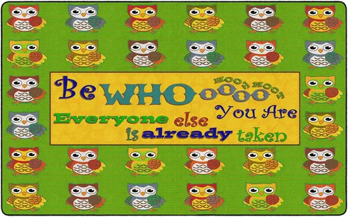 Vista 7 de Flagship Carpets Be Whoooo You Are - Alfombra educativa para aula, área de juegos, aprendizaje en casa o alfombra de habitación de niños, 4 x 6