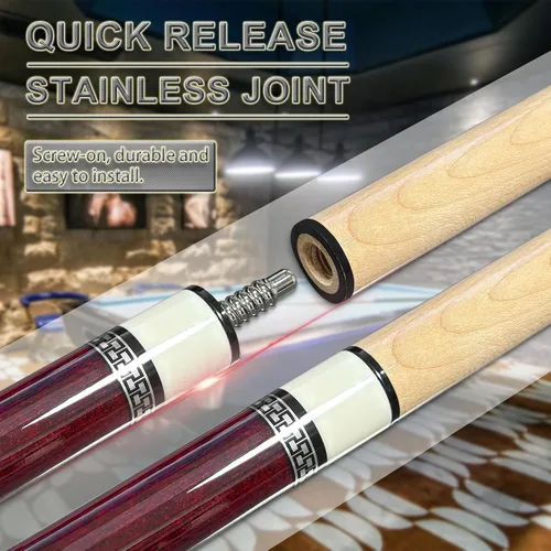 Vista 2 de HomeSeason Pool Cue Stick 58inch 18oz-21oz 12.5mm Tip Professional Billiard Canadian Maple Wood 2-Piece Combination Cues Sticks