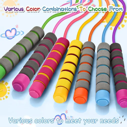 Vista 2 de Cuerda de saltar para niños, cuerda de saltar suave ajustable, cuerda de saltar para niños pequeños con asas de espuma agradables a la piel