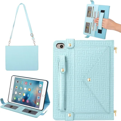 Vista 125 de Funda tipo bolso para iPad mini de 5ª/4ª/3ª/2ª/1ª generación de 7.9 pulgadas, Techcircle funda ligera tipo folio con soporte bandolera con billetera