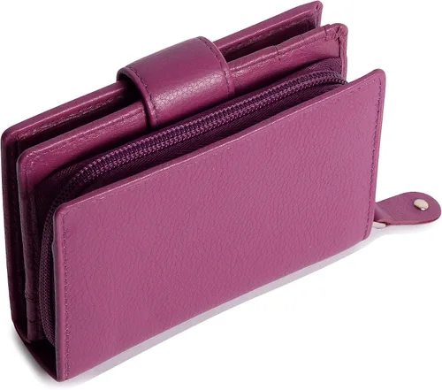 Vista 4 de SADDLER - Cartera de piel de lujo para mujer, con cierre RFID, tamaño mediano, con cierre de cremallera, ideal para monedas de identificación