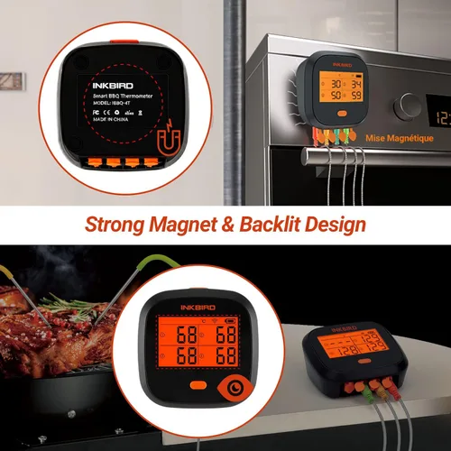 Vista 6 de INKBIRD Termómetro WiFi para Carne para Asar, Termómetro BBQ Recargable de Rango Ilimitado con Calibración de APP, Gráfico de Temperatura
