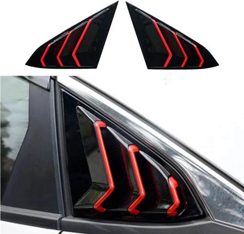 Vista 11 de Persianas laterales de ABS para ventana trasera de aire, para Honda Civic Hatchback Tipo R 2016 2017 2018 2019 2020 2021 (negro brillante)