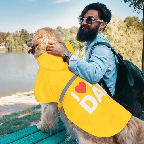 Vista 7 de Impermeable para perros con bonito estampado, impermeable, reflectante, ajustable para perros pequeños, medianos y grandes (amarillo, pequeño)