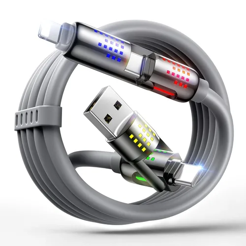 Vista 10 de MAGIC JOHN Cable de carga 240W 4 en 1, 4 pies USB C a Lightning [Certificado MFi], cargadores múltiples para todos los dispositivos, USB A/C grueso