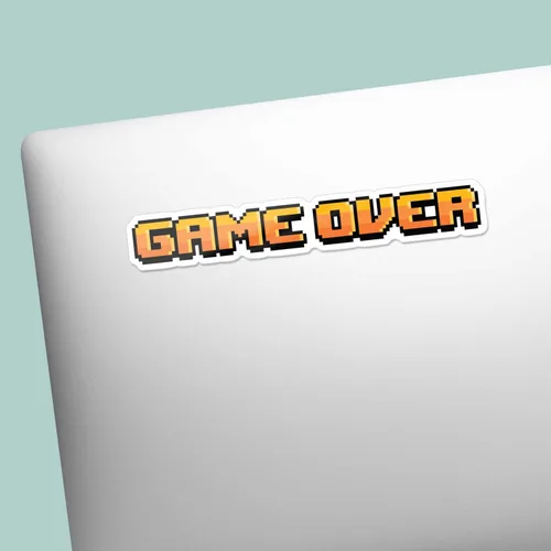 Vista 4 de Game Over - Calcomanía divertida para videojuegos, mini calcomanía retro de videojuegos para botella de agua Hydroflask, regalo nerd de Pixel Art