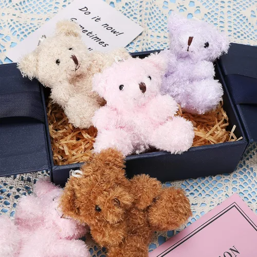 Vista 6 de Sotiff 12 piezas de mini oso de peluche de 4 pulgadas, oso de peluche a granel, llaveros de animal de Navidad, muñecas de adorno para regalo