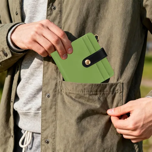 Vista 7 de Greenery Slim Wallet for Women RFID Blocking Bifold Card Holder with Zipper Coin Pocket, ID Window