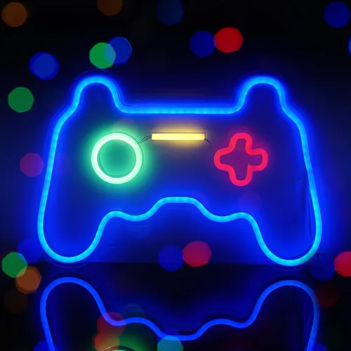 Vista 8 de Letreros de neón para decoración de sala de cuentas, luces de neón con cable USB con interruptor, letreros de luz LED acrílica, decoración de pared